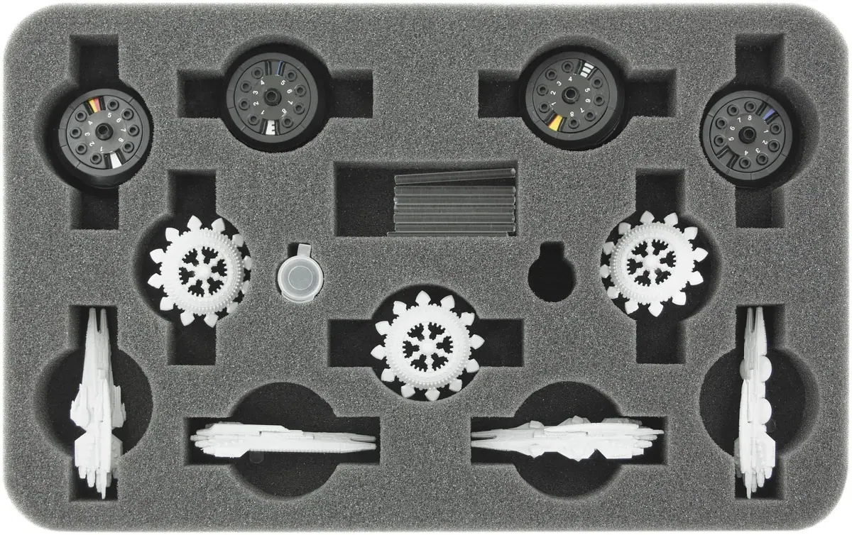 HS030DF03 30 mm half-size foam tray for Dropfleet Commander - UCM Frigates or Shaltari Voidgates + FREE capsule for pegs