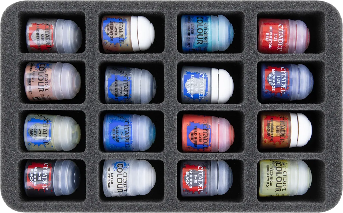 HS045A022 foam tray for 16 Citadel paint pots (12 ml / 18 ml / 24 ml)