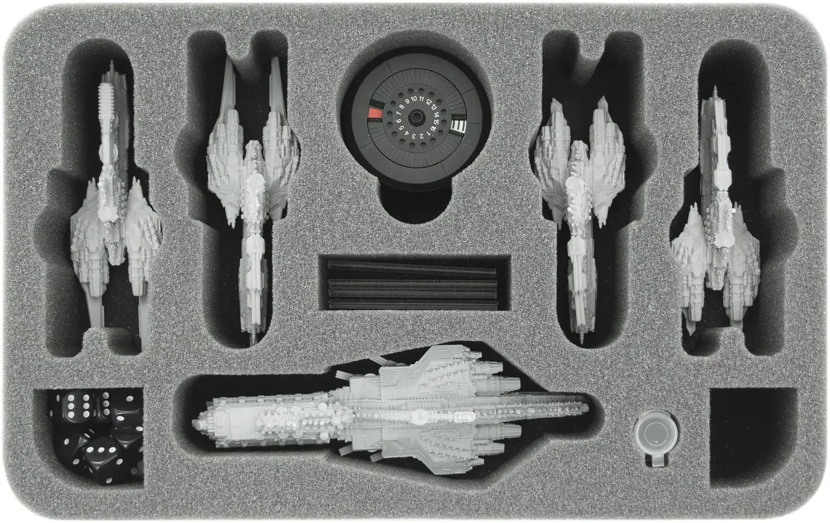 HS050DF02 50 mm half-size foam tray for Dropfleet Commander - UCM Battleship and Cruisers + FREE capsule for pegs