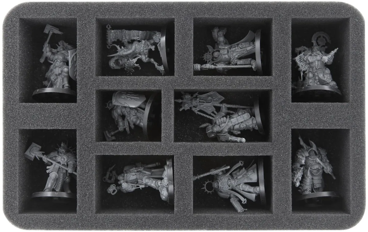 HS050WH08 50 mm half-size foam tray for 10 Warhammer figures