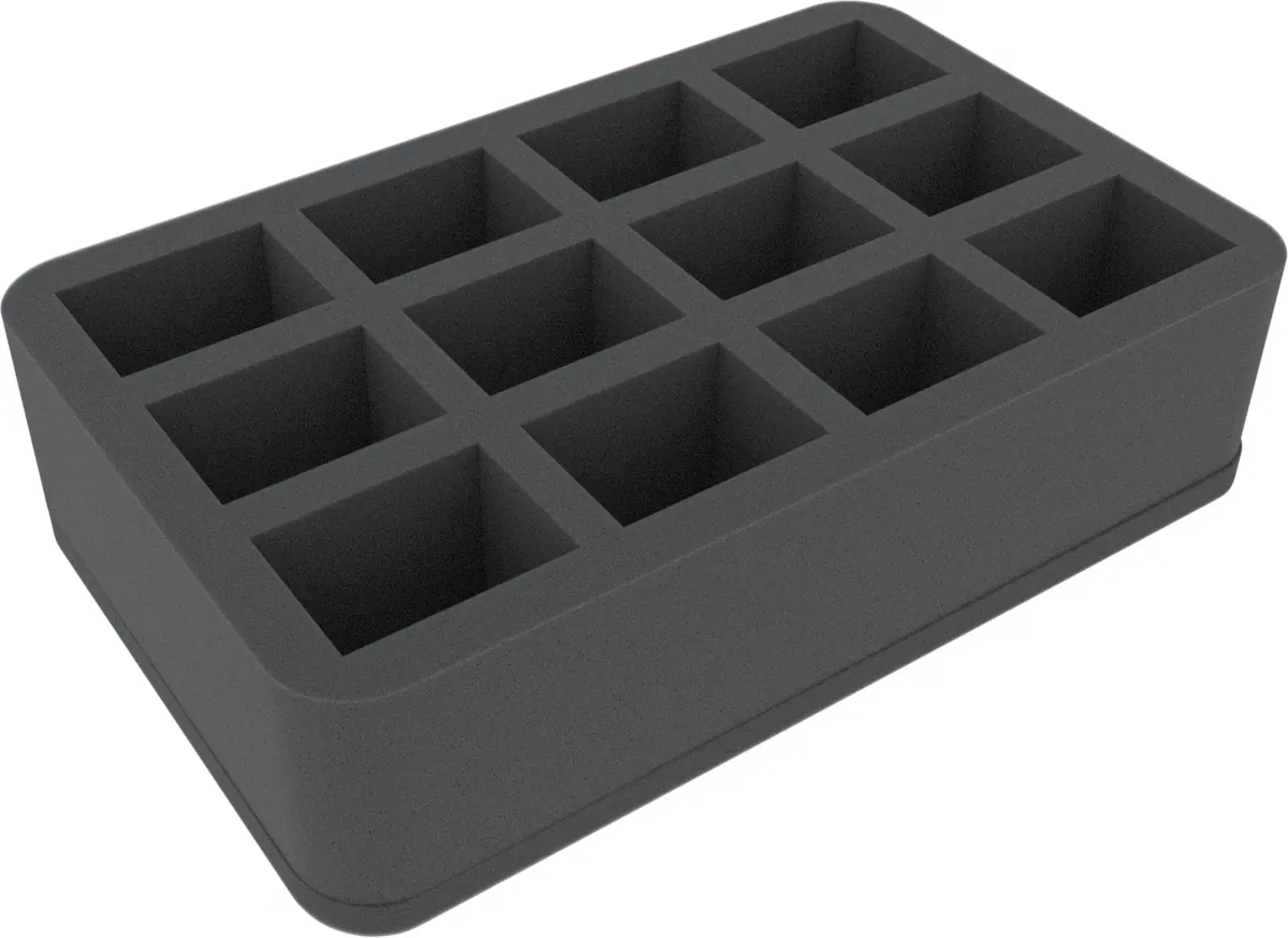 HS070I012BO 70 mm Half-Size foam tray with 12 compartments
