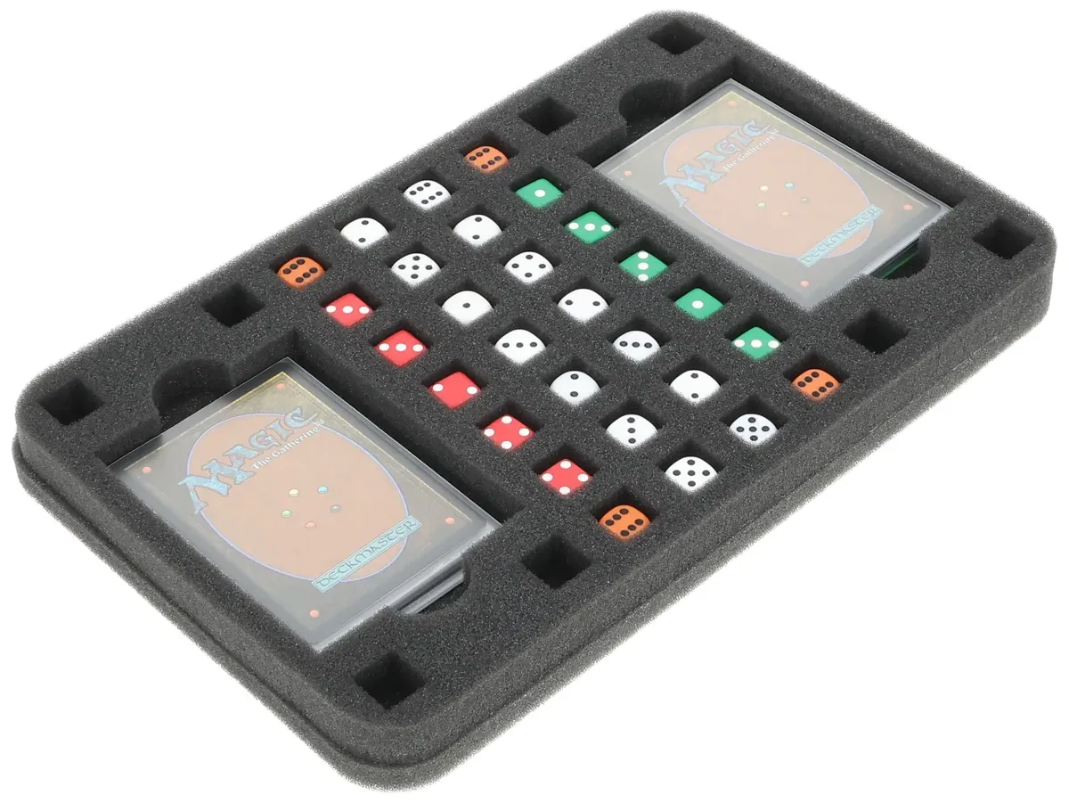 HSLP025BO 25 mm Half-Size foam tray with 36 square compartments plus 2 card-slots