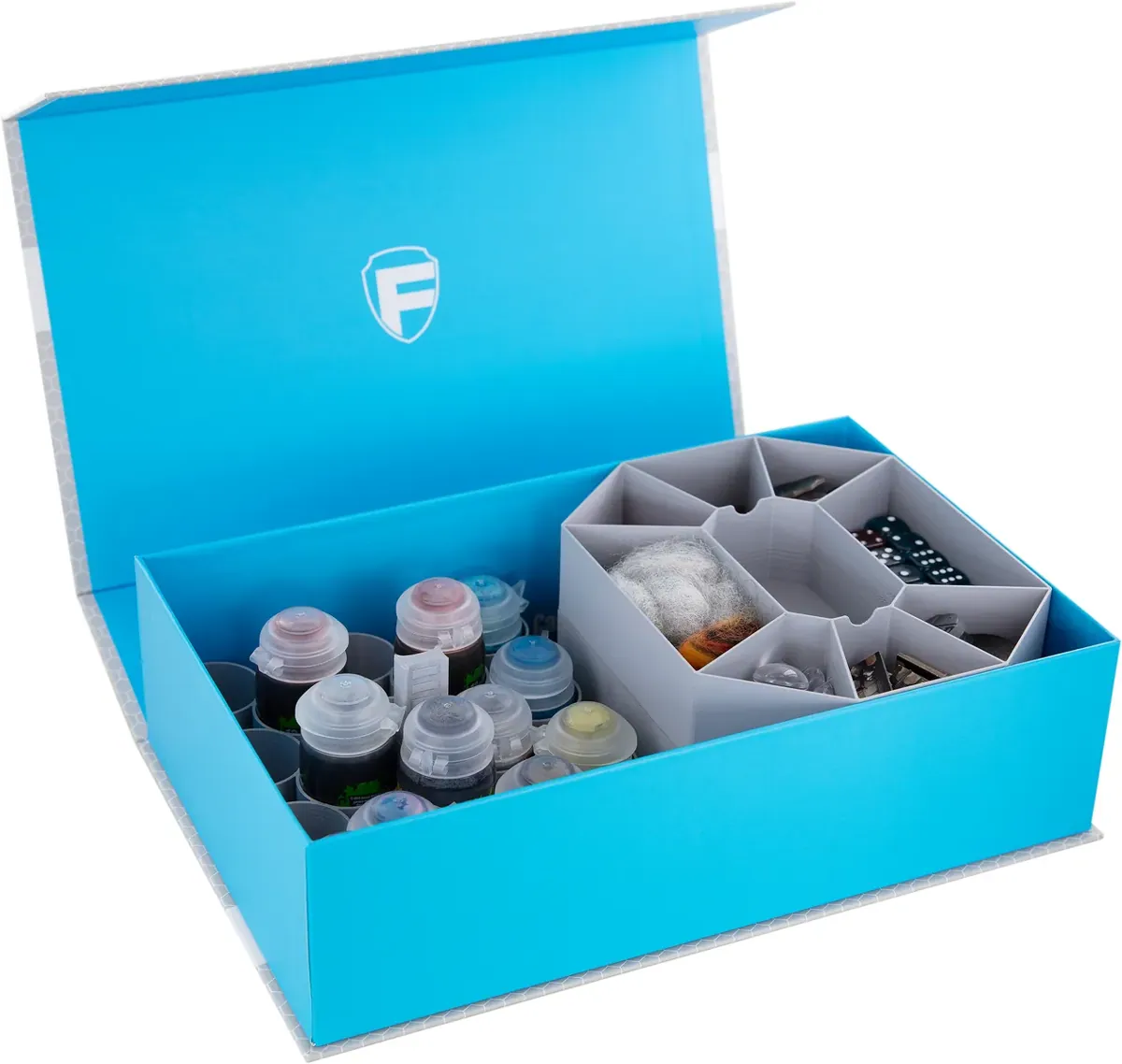 Feldherr Magnetic Box blue for 18 Citadel paint pots (18 ml / 24 ml) + game material