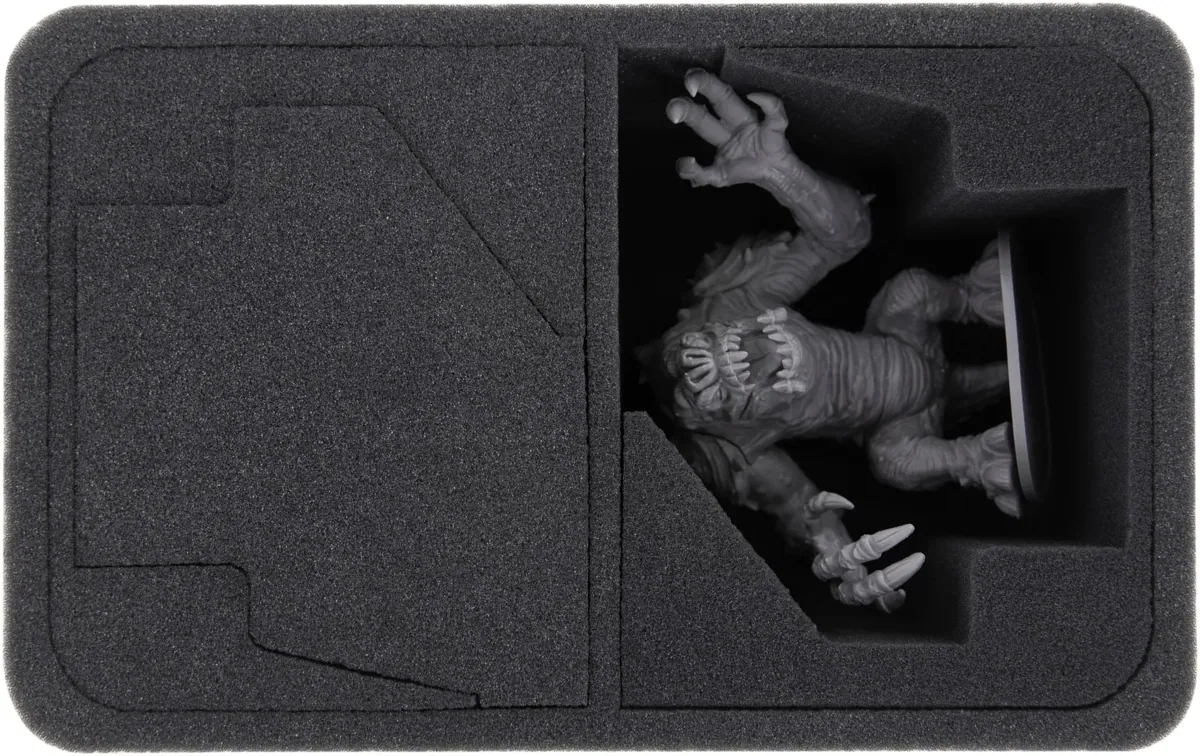 HSMECN100BO 100 mm half-size foam tray with 2 slots for very large miniatures