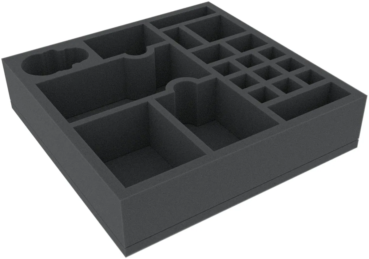 HUMFIQ060BO 258 mm x 258 mm x 60 mm foam tray for board games with 20 compartments