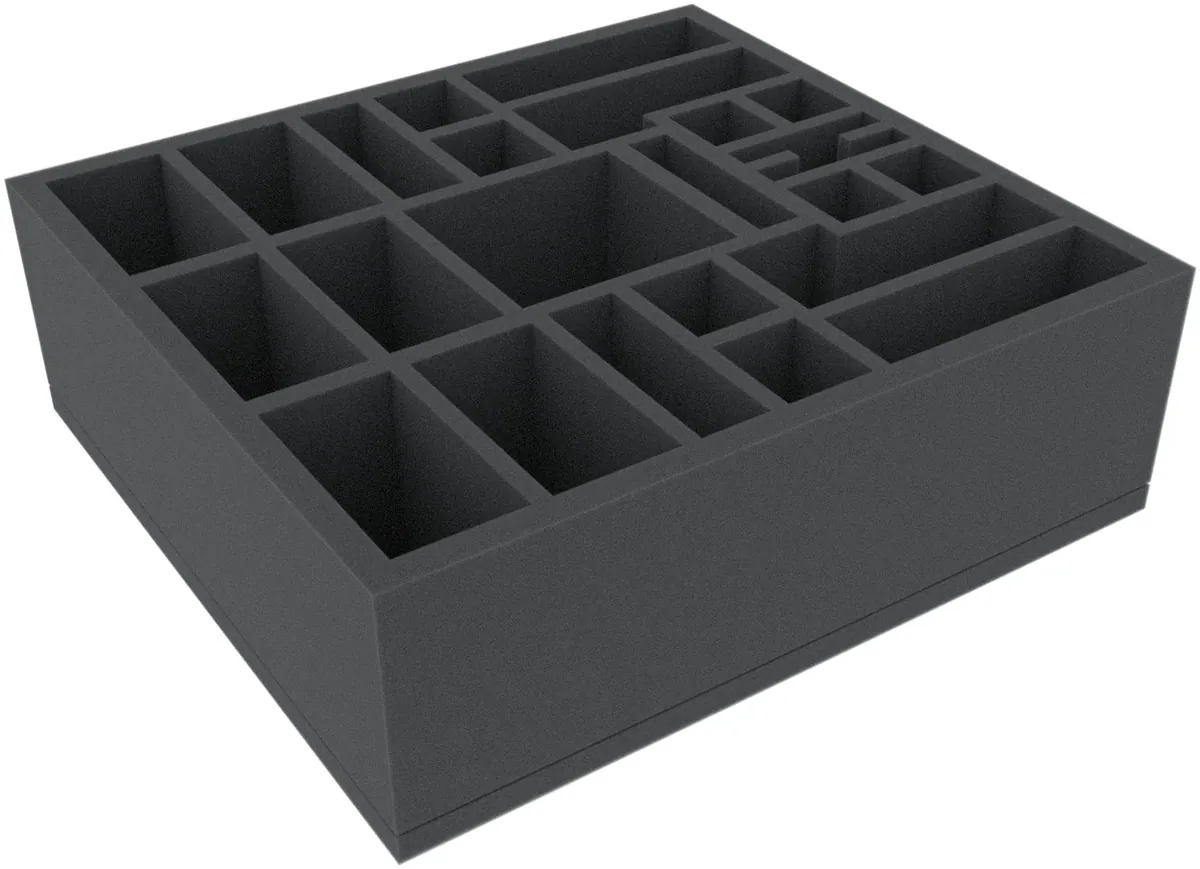 HYMFJD090BO 260 mm x 280 mm x 90 mm foam tray for board games with 23 compartments