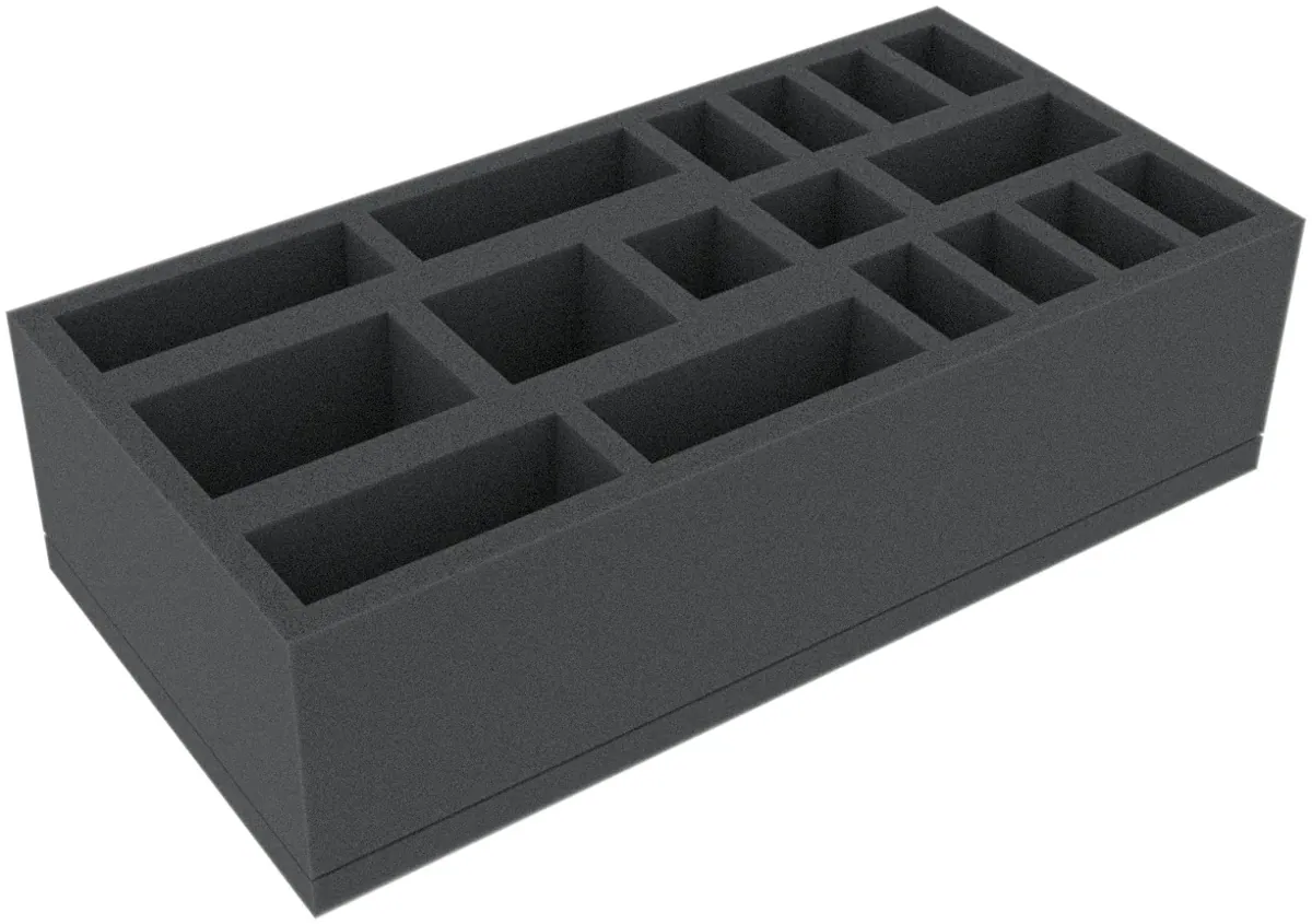 IEMFJS070BO 258 mm x 128 mm x 70 mm foam tray for board games with 17 compartments