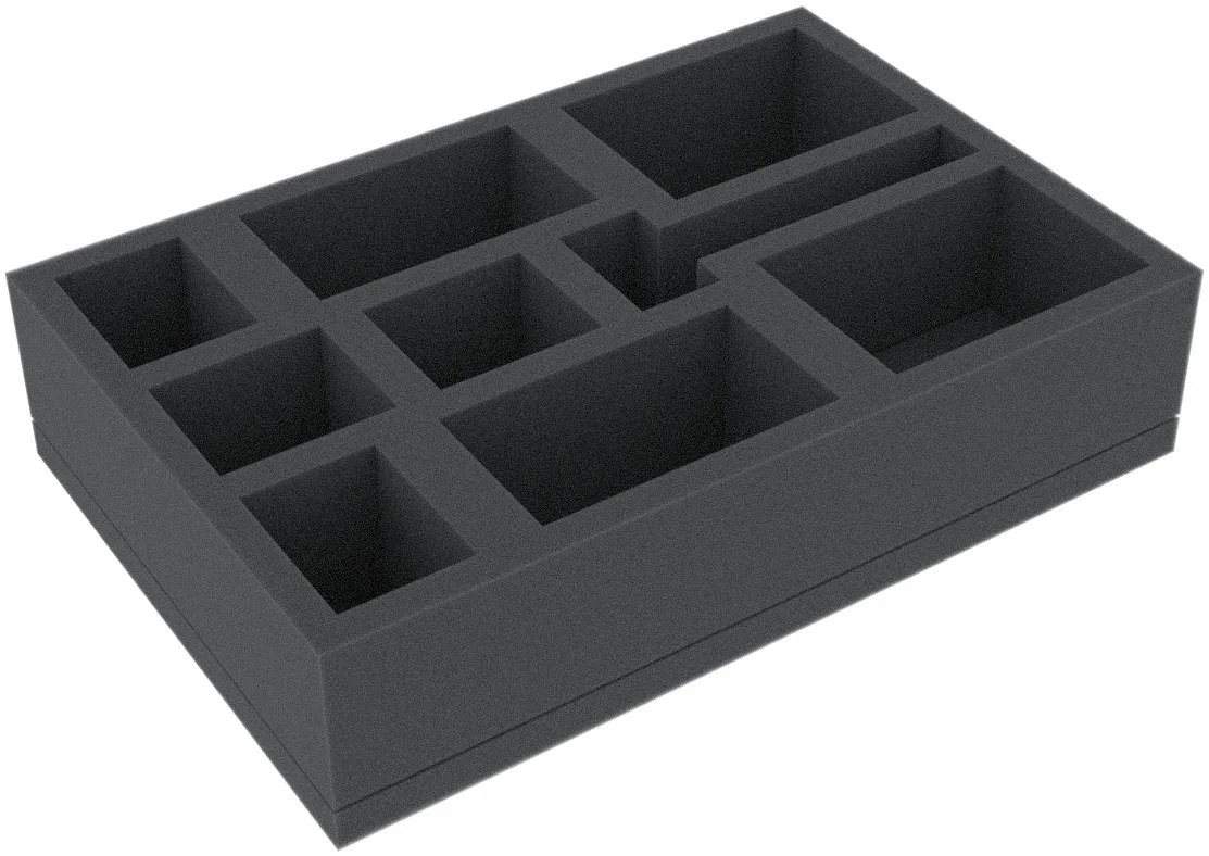 IJMFKN050BO 219 mm x 146 mm x 50 mm foam tray for board games with 9 compartments