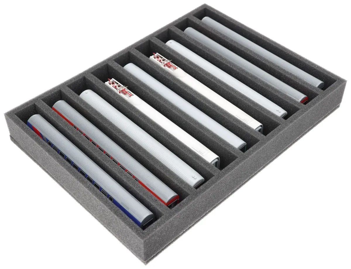 IU050A001 Feldherr foam insert for model railway - TT scale - 9 compartments - for upright storage
