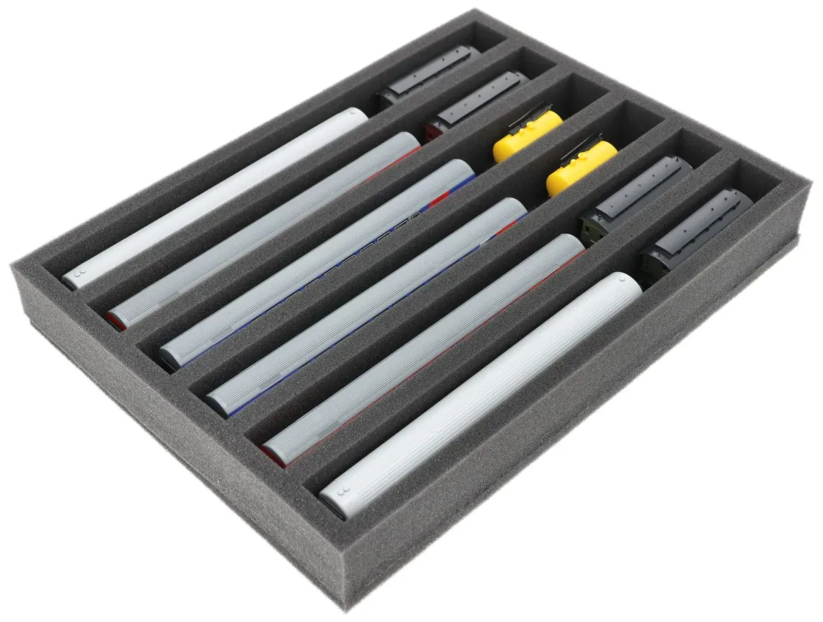 IU050A002 Feldherr foam insert for model railway - TT scale - 6 compartments - for upright storage