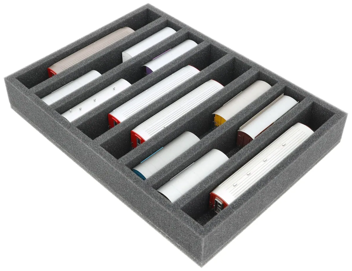 IU055A003 Feldherr foam insert for model railway - H0m scale - 8 compartments - for upright storage