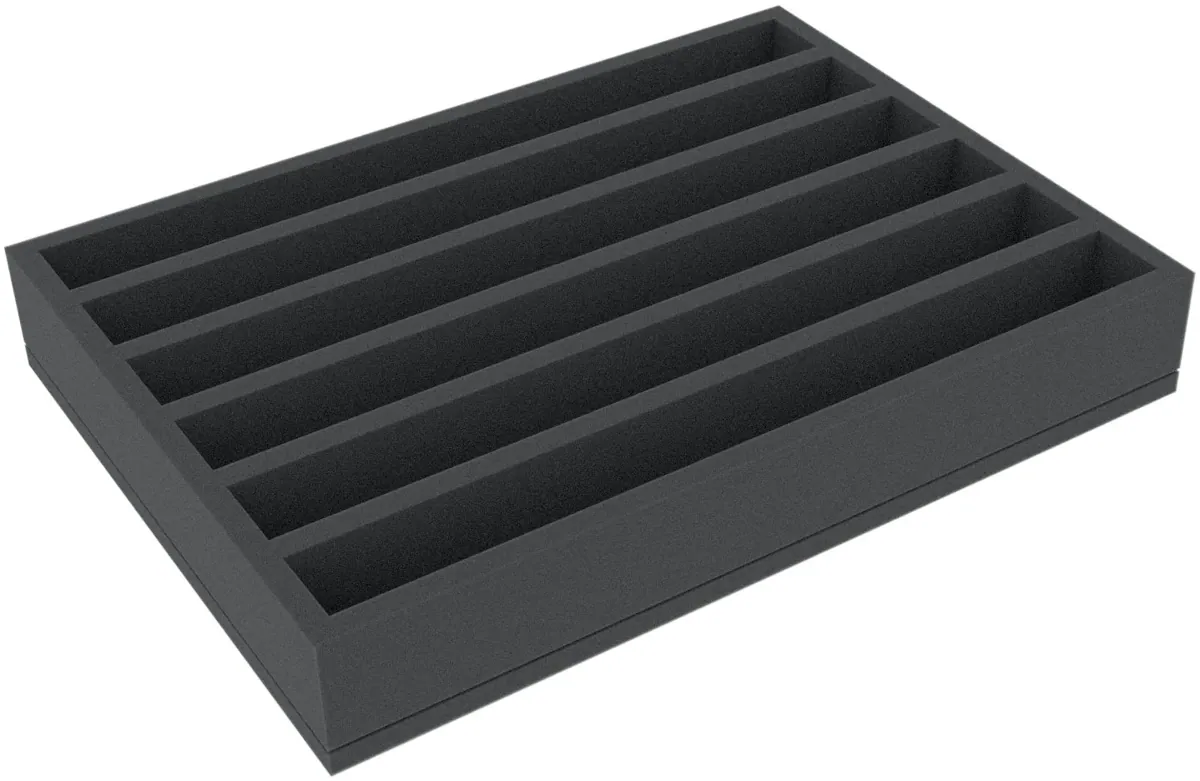IUMFPE055BO 370 mm x 270 mm x 55 mm foam tray with 6 compartments