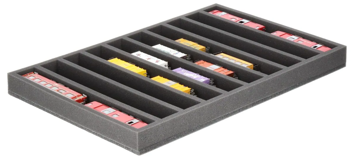 JV045A001 Feldherr foam insert for model railway - H0m scale - 10 compartments - for horizontal storage