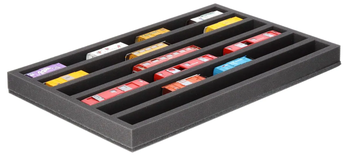JV045A002 Feldherr foam insert for model railway - H0m scale - 6 compartments - for horizontal storage