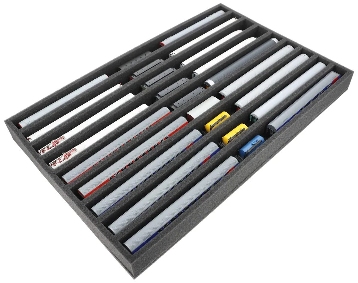 JV050A002 Feldherr foam insert for model railway - TT scale - 9 compartments - for upright storage