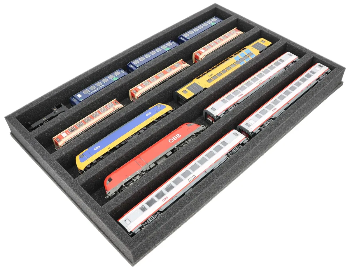 JV050A003 Feldherr foam insert for model railway - H0 scale - 5 compartments - for horizontal storage