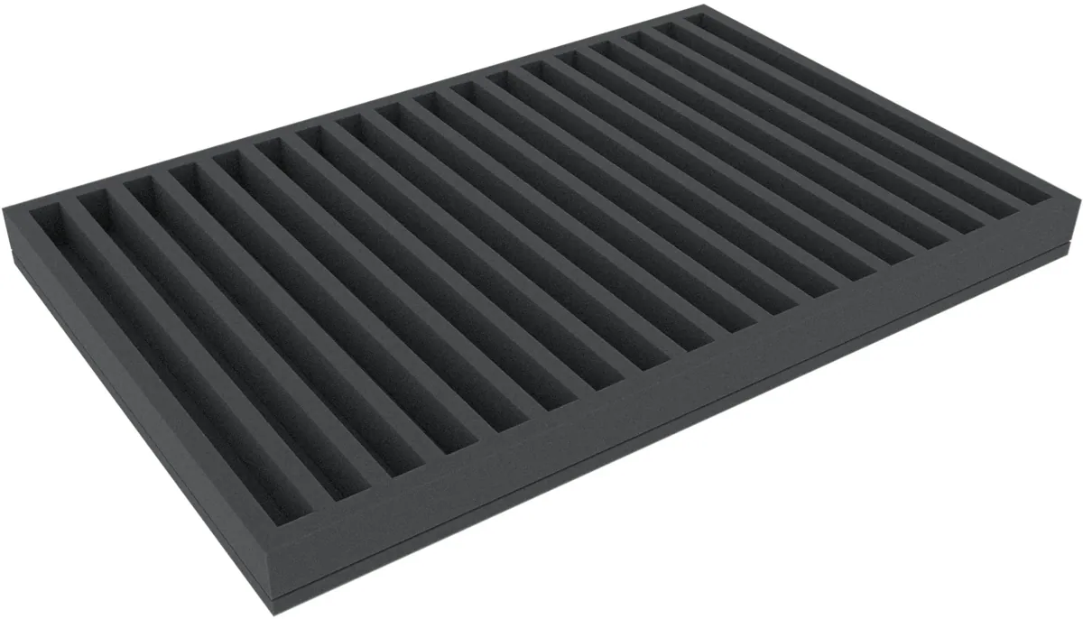 JVMFNY040BO 570 mm x 370 mm x 40 mm foam tray with 18 compartments