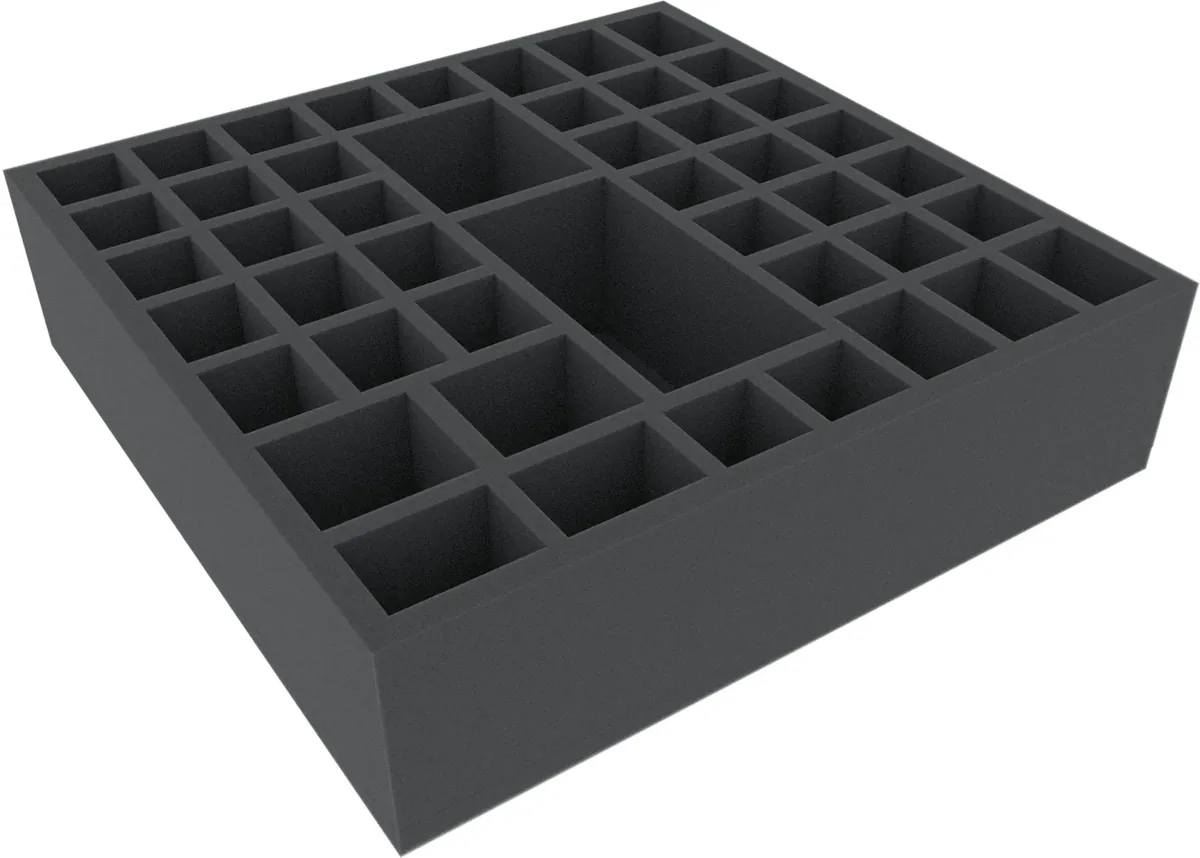 BSMFLP075BO 290 mm x 290 mm x 75 mm foam tray for board games with 46 compartments