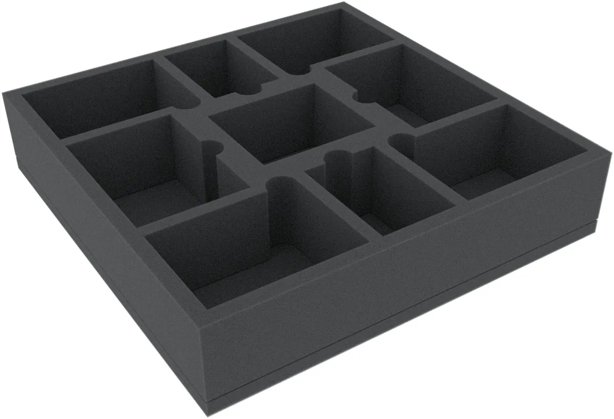 AFEE060BO 285 mm x 285 mm x 60 mm foam tray for board games – 9 compartments