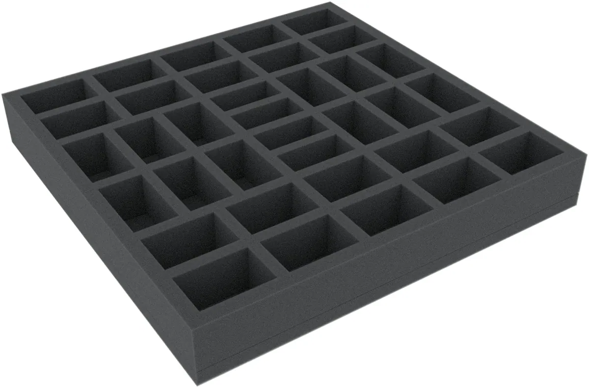 AFMESO040BO 285 mm x 285 mm x 40 mm foam tray for board games - 36 compartments