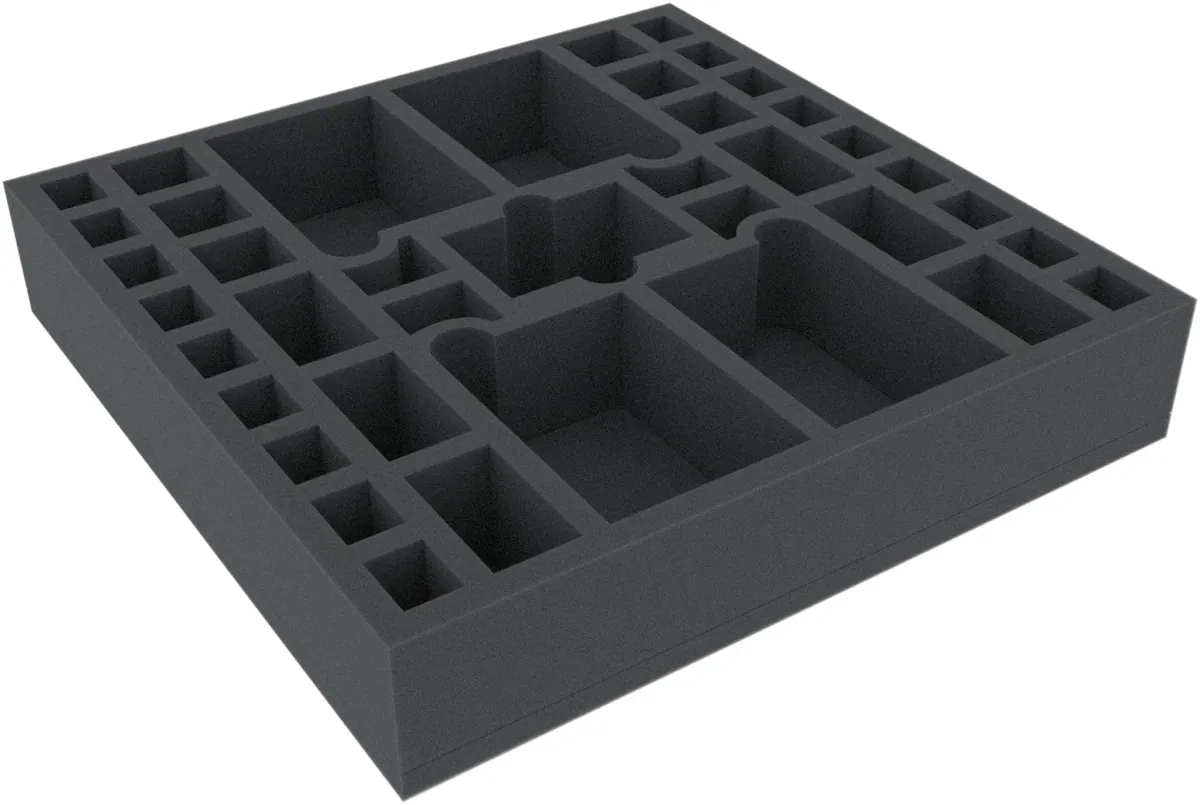 AGMEUY055BO 295 mm x 295 mm x 55 mm foam tray for board games - 39 compartments