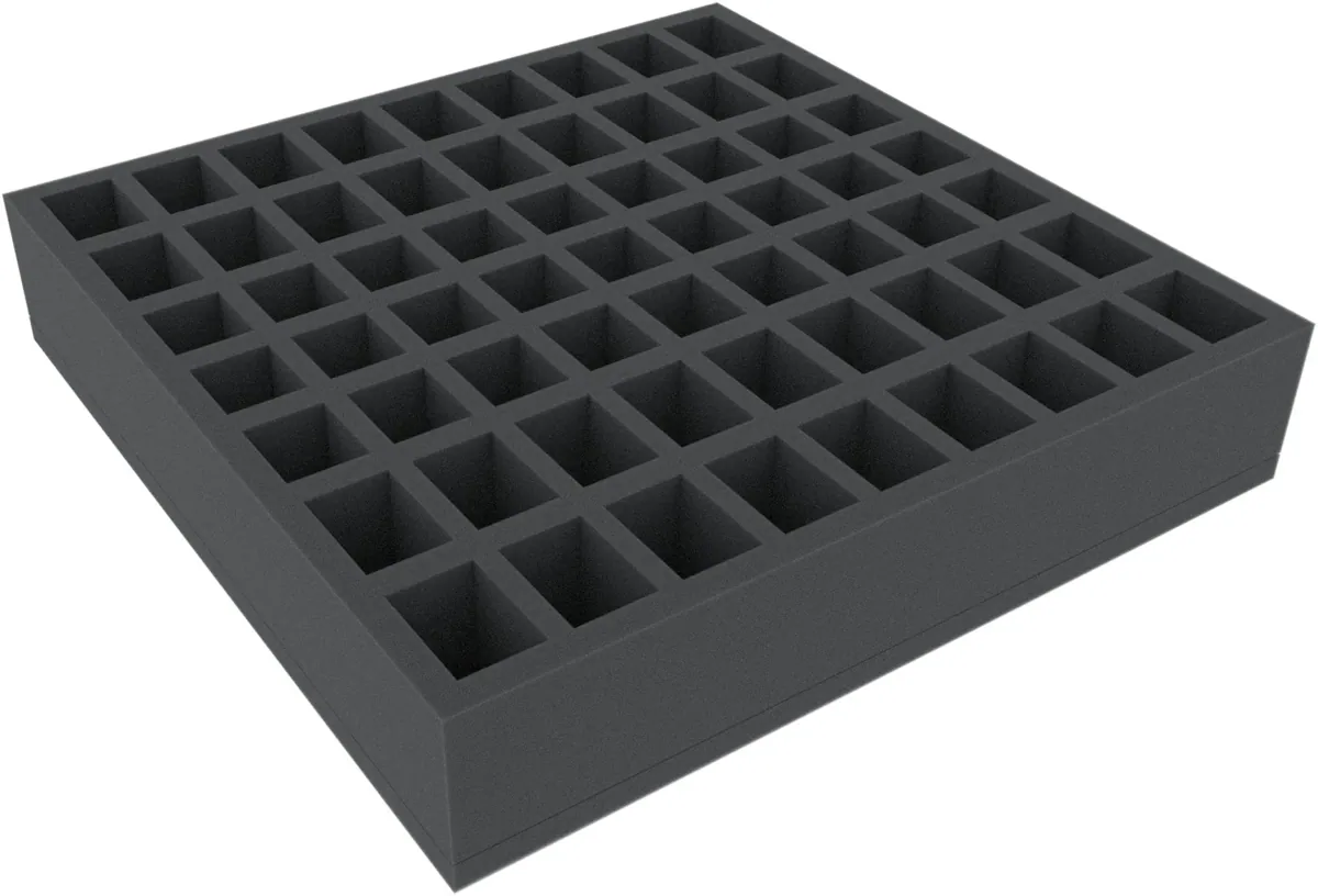 BXMEWM060BO 312 mm x 312 mm x 60 mm foam tray for board games - 63 compartments