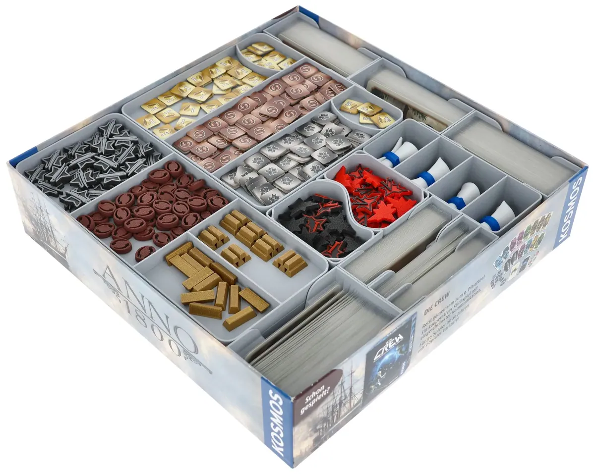 Feldherr Organizer Insert with 3D Tokens Upgrade Set for Anno 1800 + The Expansion - core game box
