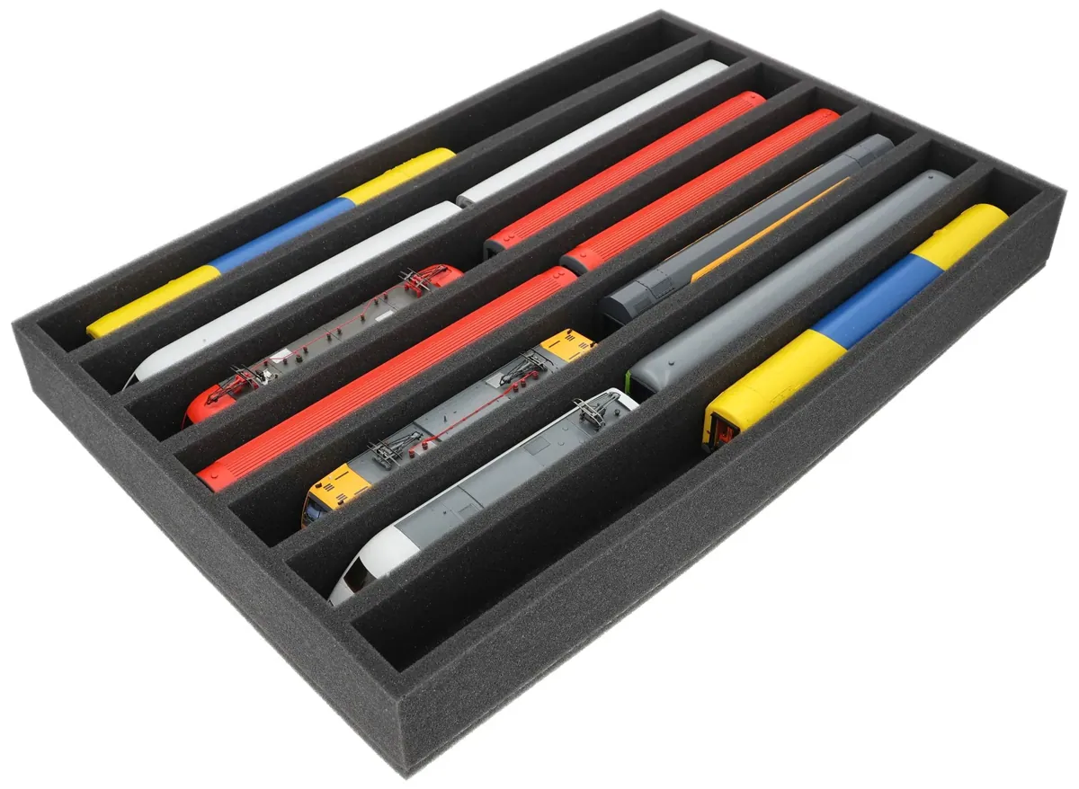 EU065A001 Feldherr foam insert for model railway - H0 scale - 7 compartments - for upright storage