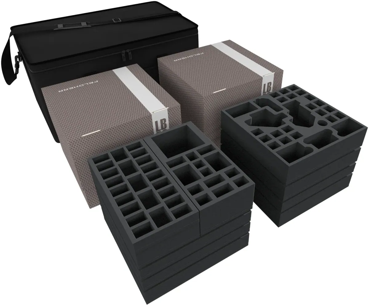 Transporter with 2 LBBG boxes for for the complete Zombicide Black Plague Kickstarter Knight Pledge