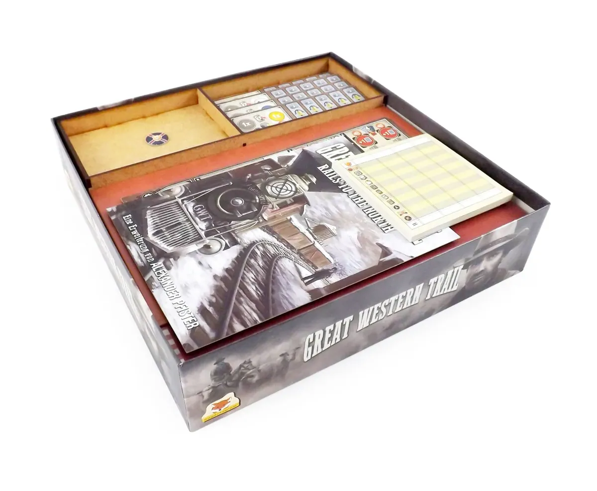 Boardgame Organizer Insert for Great Western Trail and expansion Rails to the North