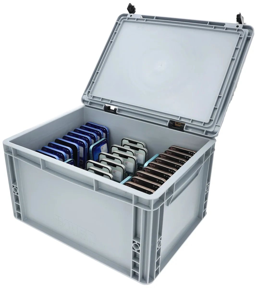 Feldherr Euro Box with lid and foam for 34 smartphones
