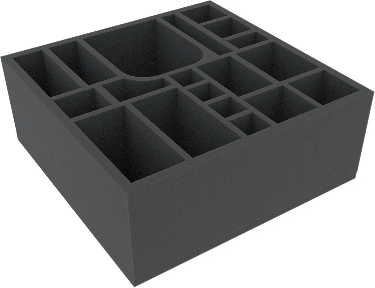 AWMFLJ100BO 280 mm x 280 mm x 100 mm foam tray for board games - 19 compartments
