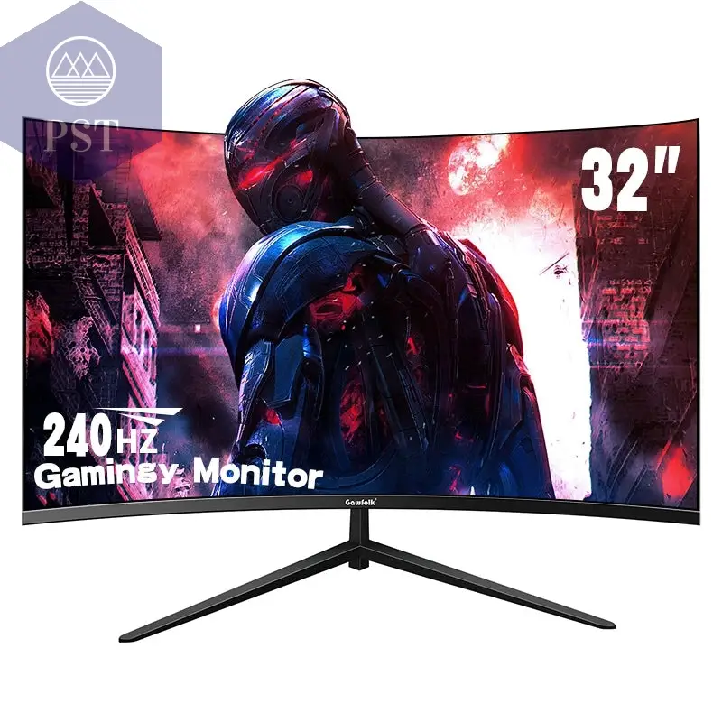 Gawfolk 32 Zoll Curved Gaming Monitor 240Hz, PC Bildschirm Full HD 1080P, Rahmenloses 1800R Computerbildschirm Mit FreeSync Und
