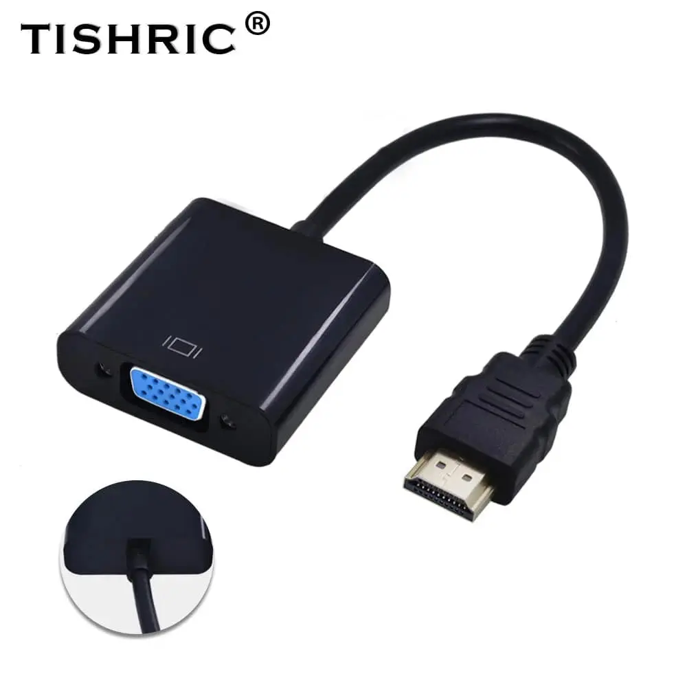 TISHRIC HDMI VGA Adapter 1080P Digital TO Analog Audio Converter Male Female