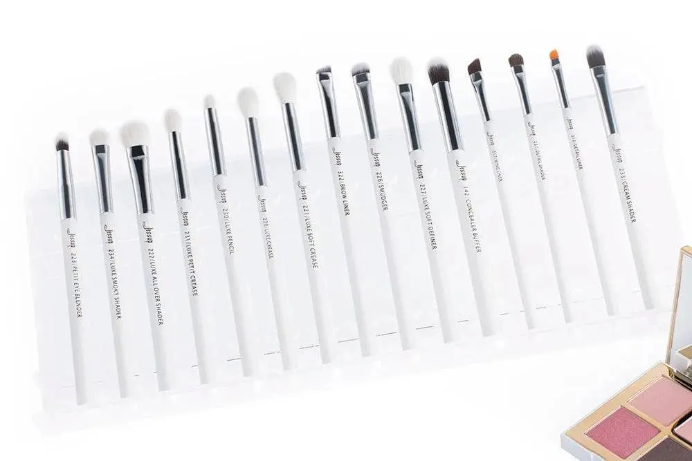Jessup Professional Makeup Brushes Set 15pcs Make up Brush Pearl White/Silver Tools kit Eye Liner Shader natural-synthetic hair