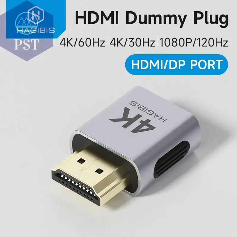 Hagibis 4K HDMI Dummy Plug DisplayPort EDID Emulator Plug Headless Adapter Virtual Display Emulator 4K@60Hz 2K@60Hz 1080P@120Hz