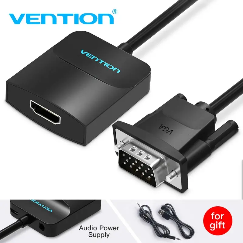 VGA to HDMI Adapter 3.5mm AUX Audio Jack