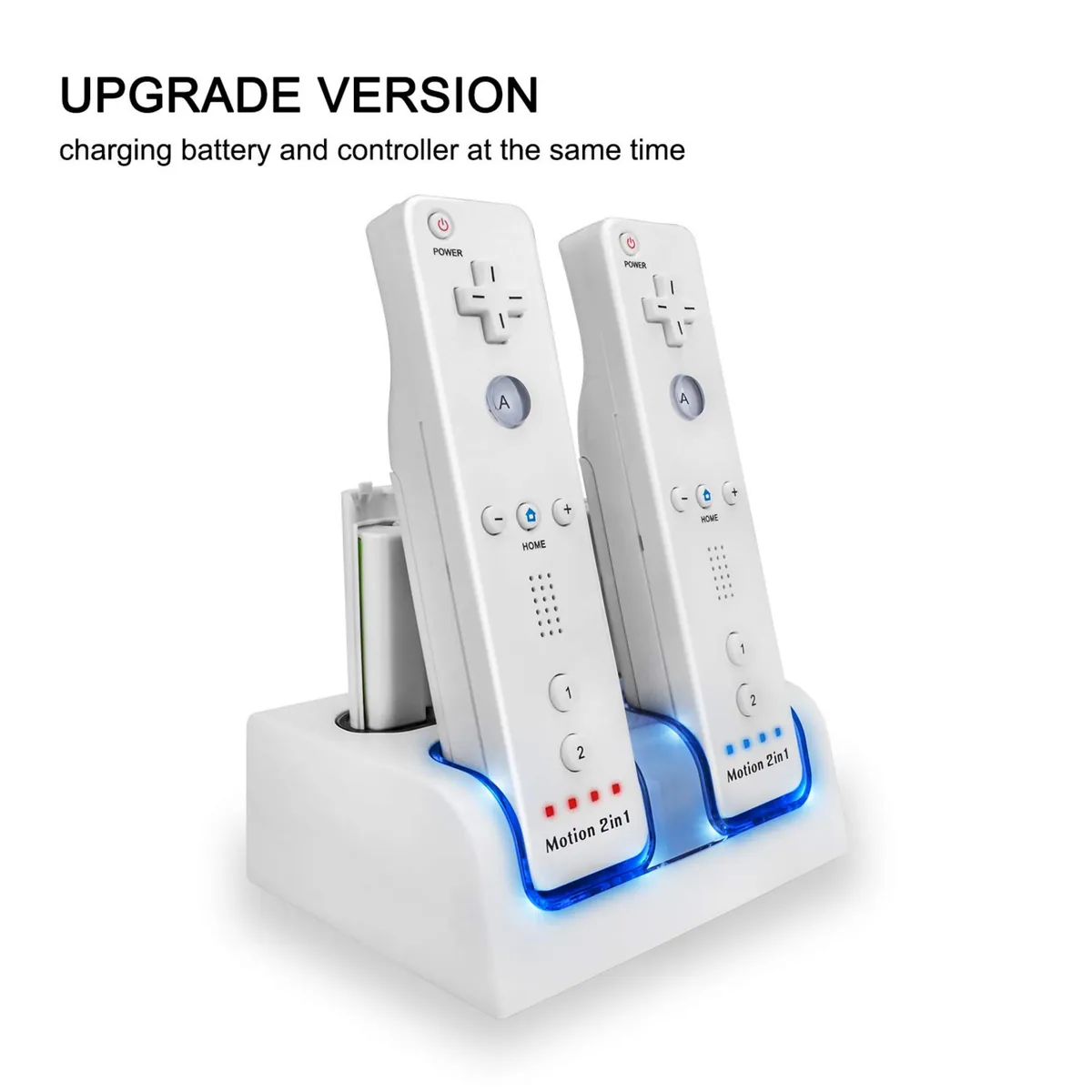 Ladestation für Wii-Controller mit vier Akkus Batterien - weiß