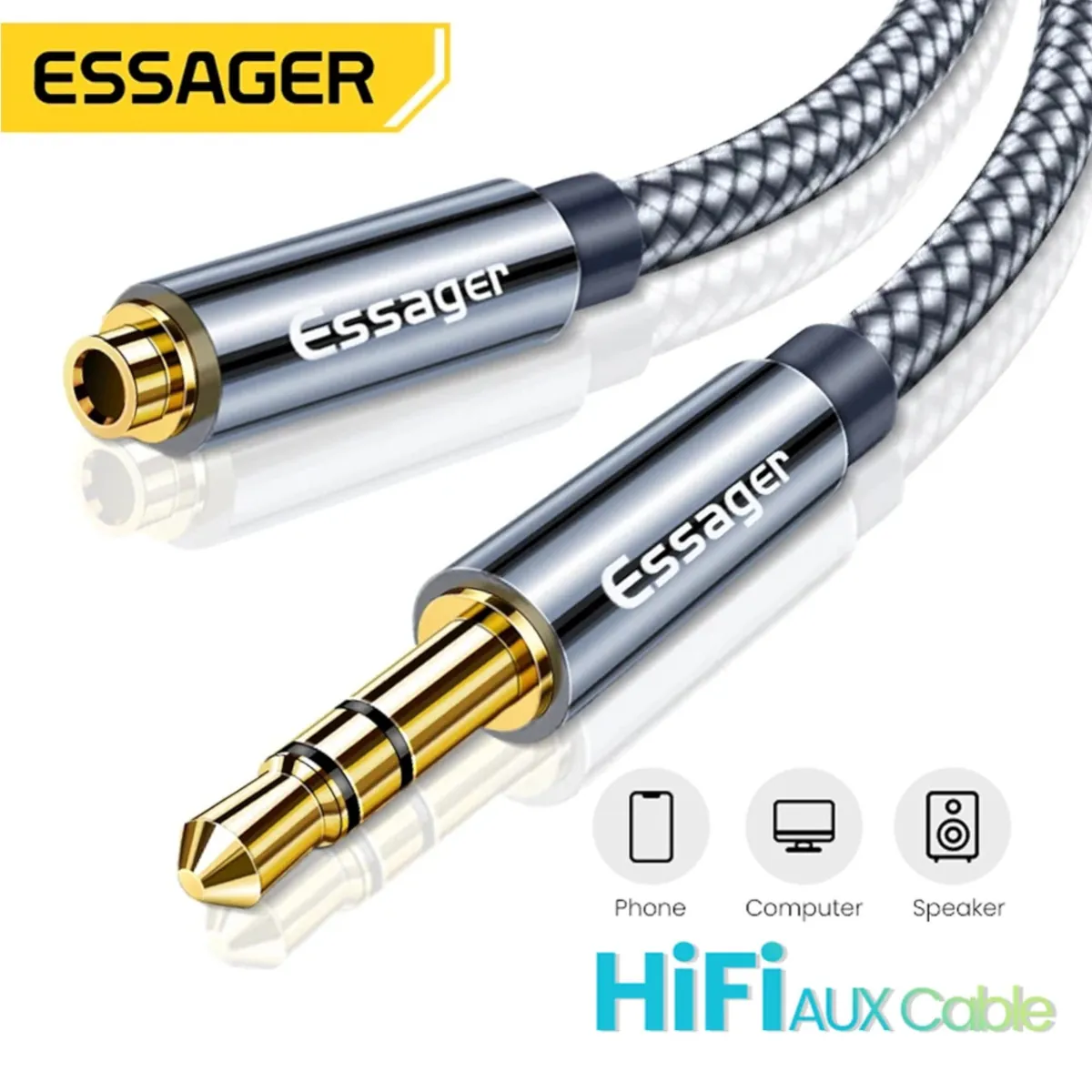 5m Essager Stereo Kopfhörer Verlängerungskabel 3,5mm Klinke Stecker Buchse