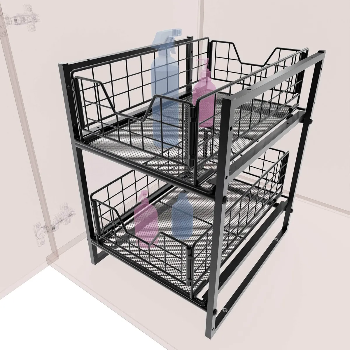 KD Essentials – Spülschrank-Organizer, Küchenschrank-Regal – Vollmetall, 2 Etagen