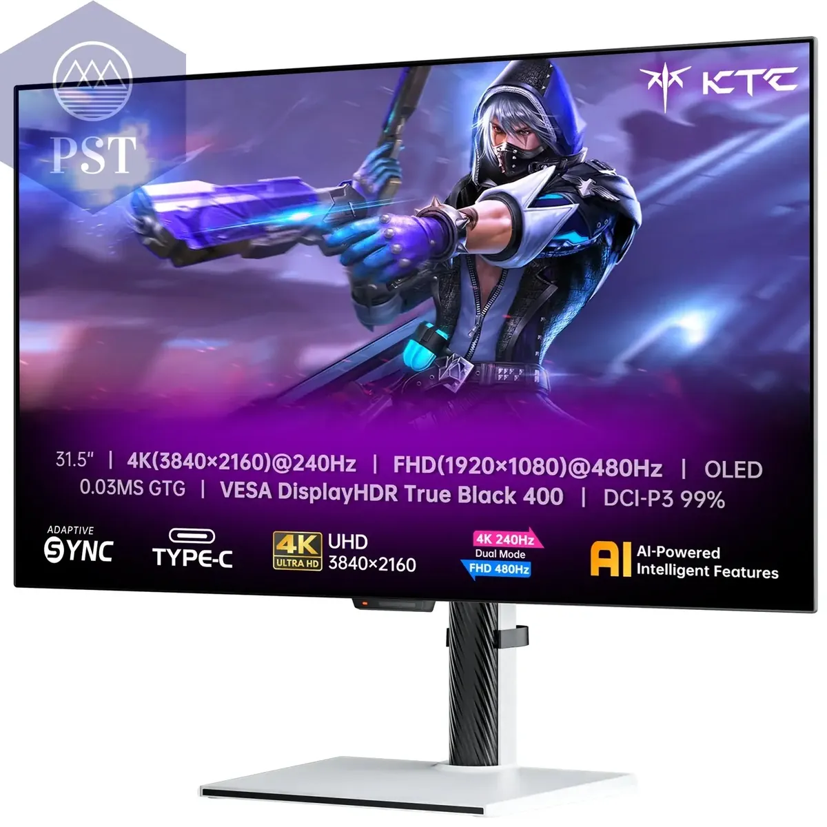 KTC 32 Zoll 4K Gaming Monitor 240Hz 480Hz FPS 0.03ms, Adaptive Sync, HDR Ture Black 400 OLED