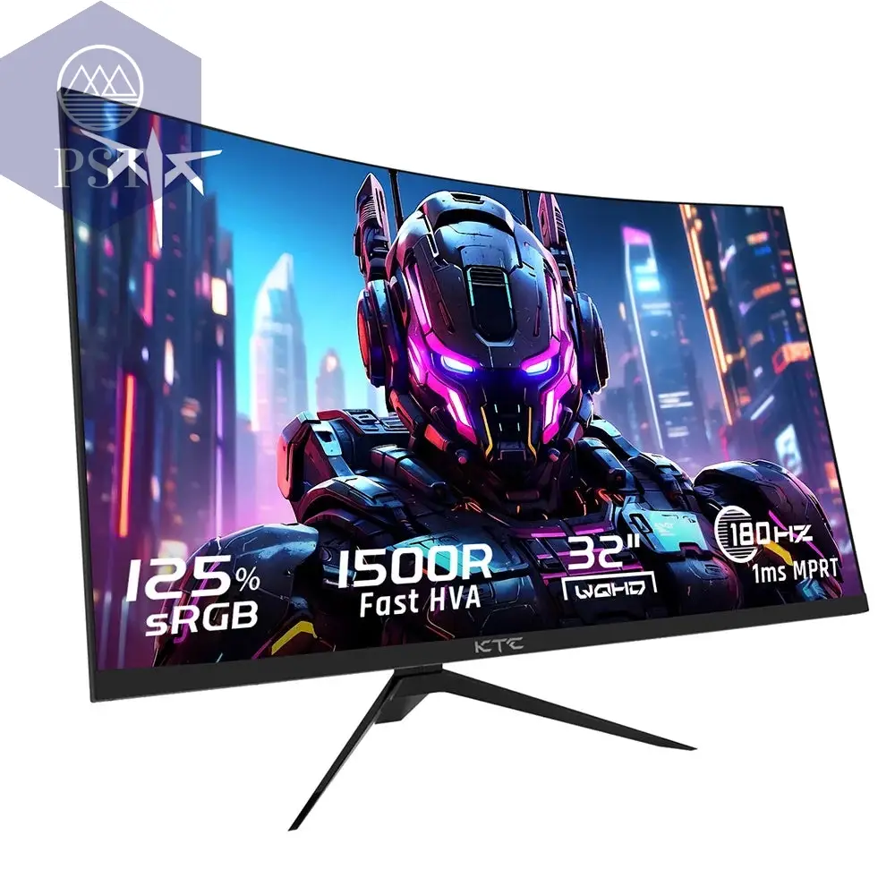 KTC H32S17 Gaming Monitor 32-inch 2560x1440 QHD 180Hz HVA Curved 1500R 300cd/m2 Brightness, 125% sRGB, 1ms(MPRT) Response Time