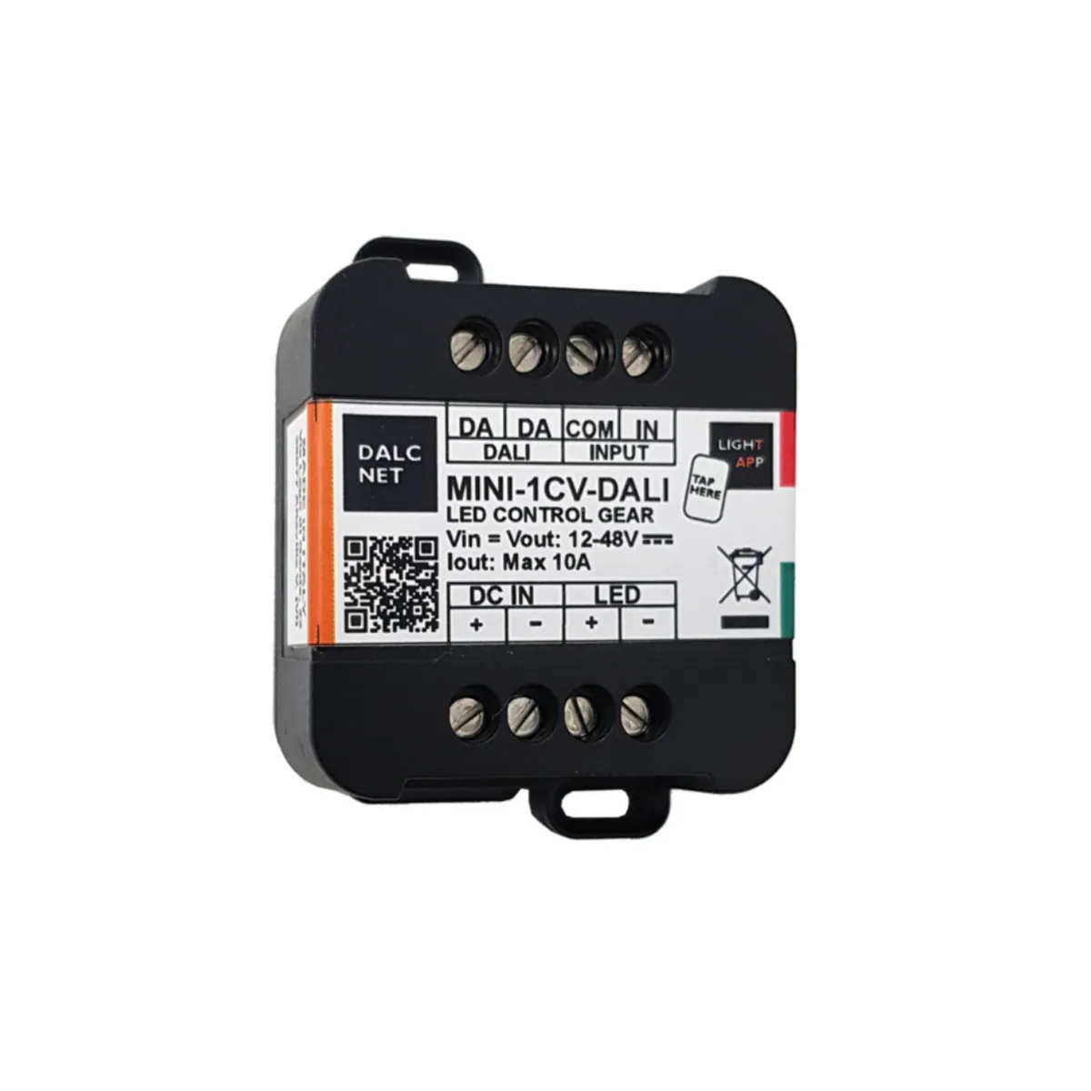 DALCNET MINI-1CV-DALI 0-10 Volt / 1-10 Volt / Dali / Resistiv / Push-Dimm / Dimmer / CV / 480W / 10 A / 12V-48V