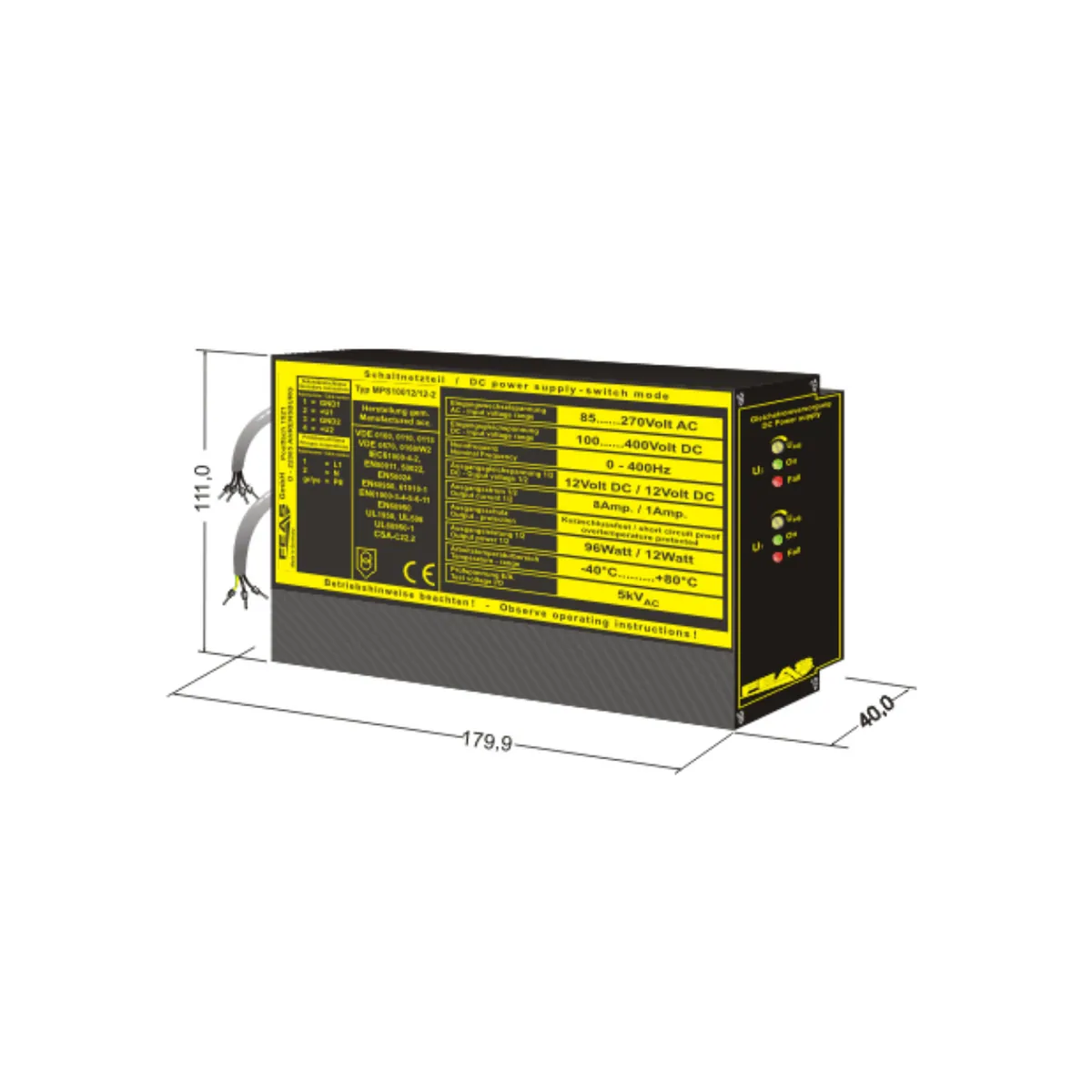 FEAS Schaltnetzteil MPS10012/12-2 (96,0W und 12W / 12V und 12V) LED-Netzteil