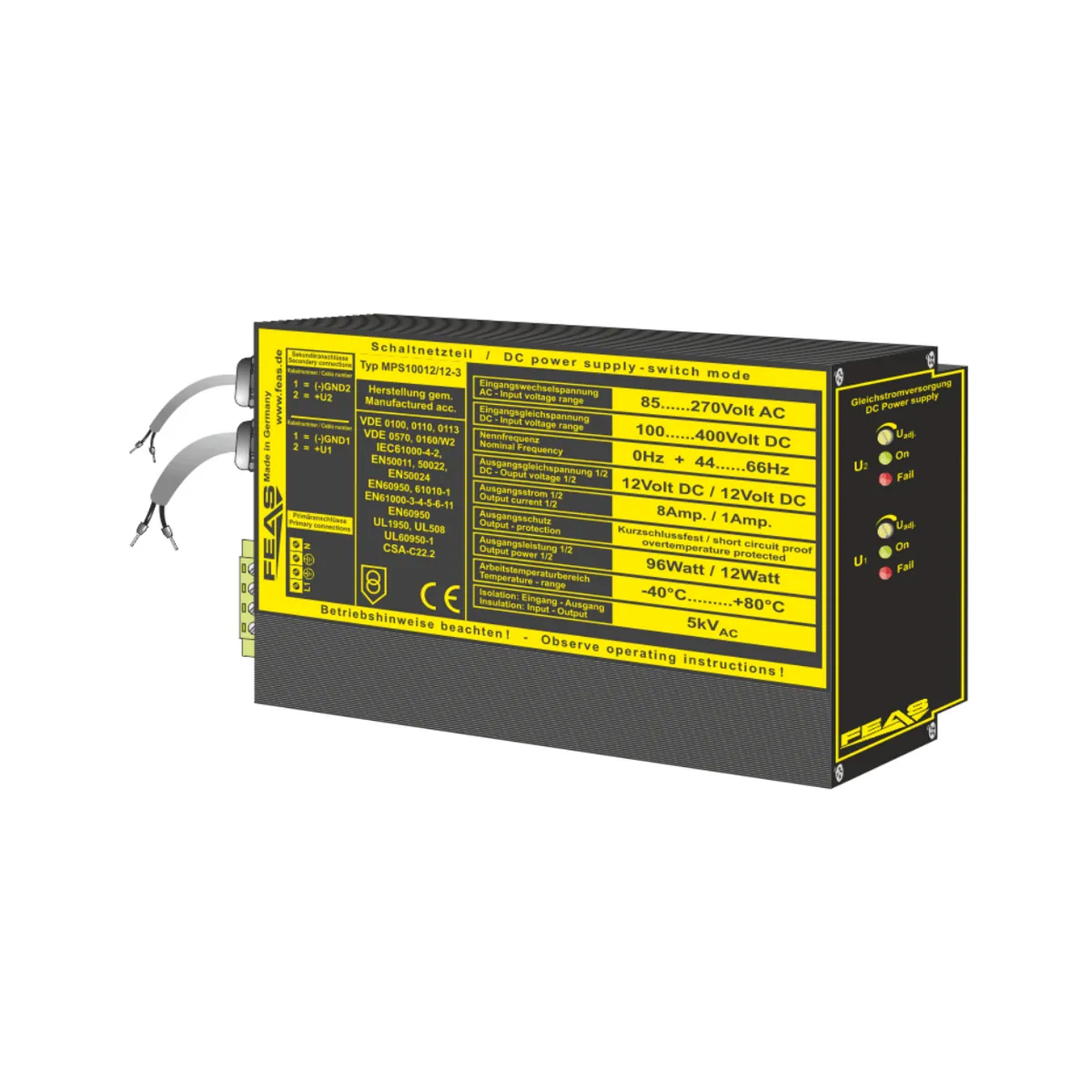 FEAS Schaltnetzteil MPS10012/12-3 (96,0W und 12W / 12V und 12V) LED-Netzteil