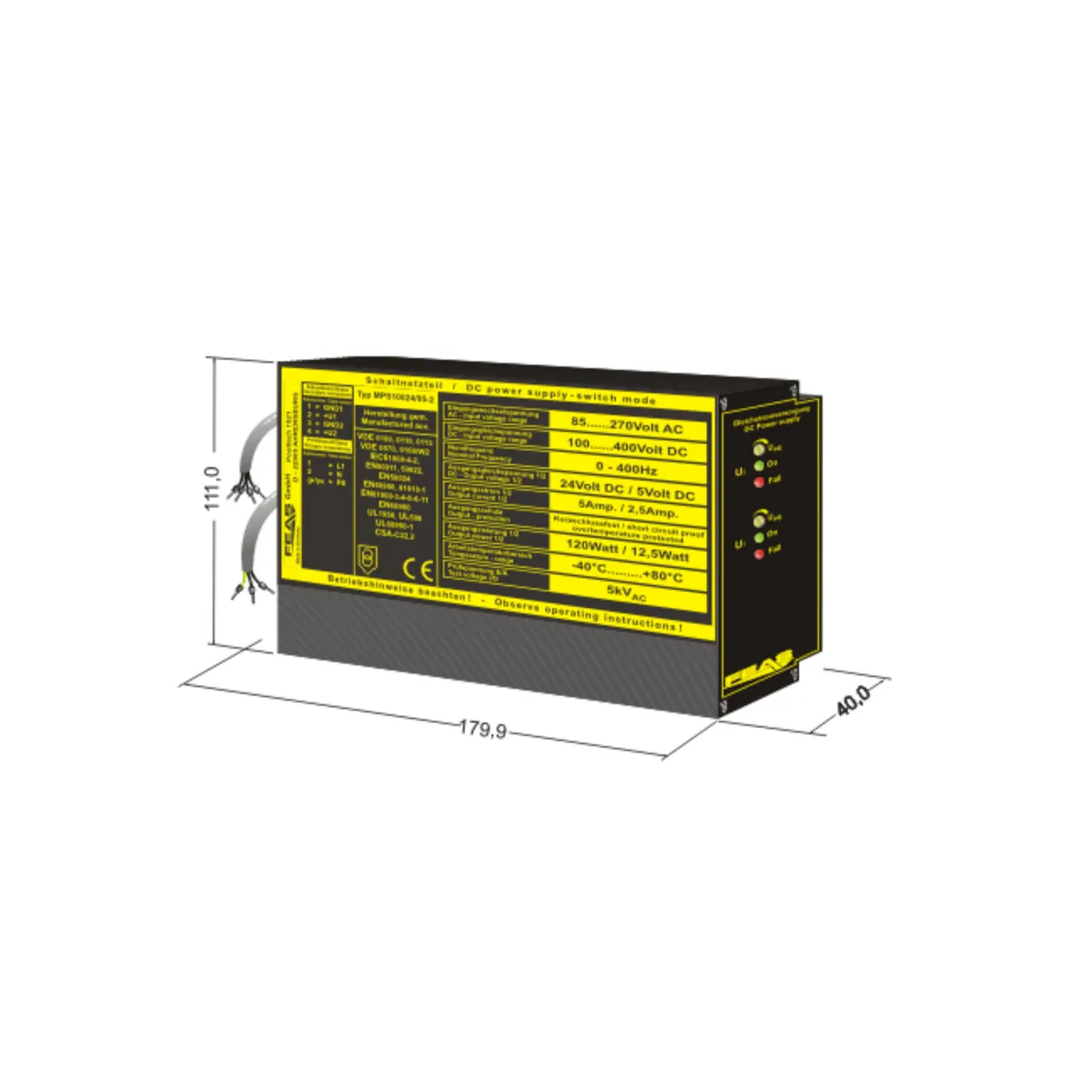 FEAS Schaltnetzteil MPS10024/05-2 (120,0W und 12,5W / 24V und 5V) LED-Netzteil