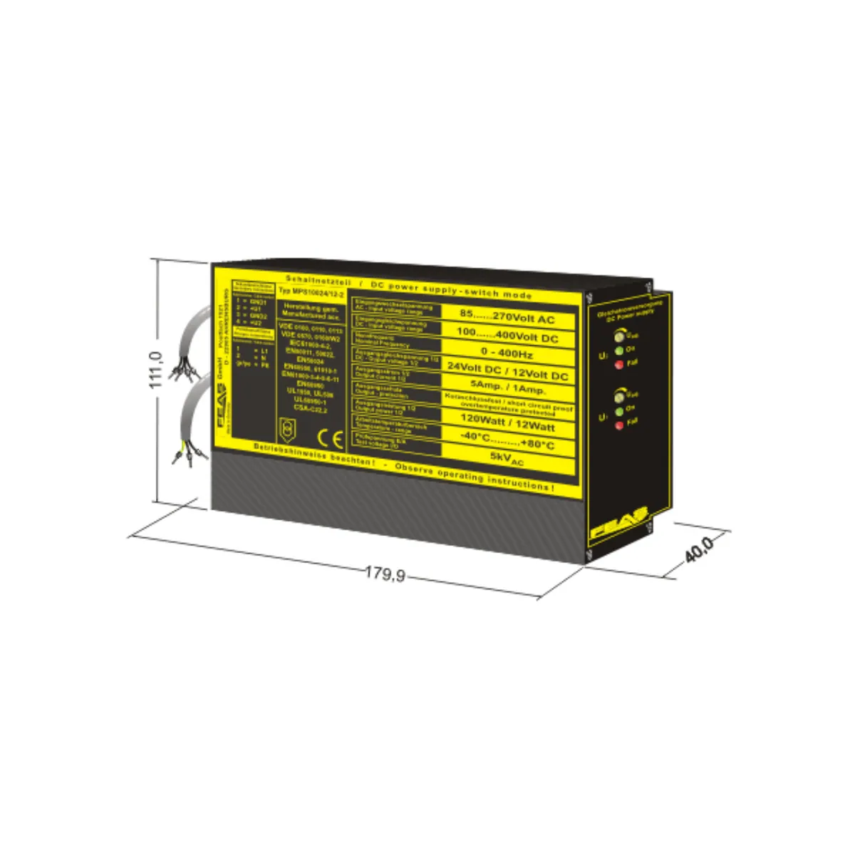 FEAS Schaltnetzteil MPS10024/12-2 (120,0W und 12,0W / 24V und 12V) LED-Netzteil