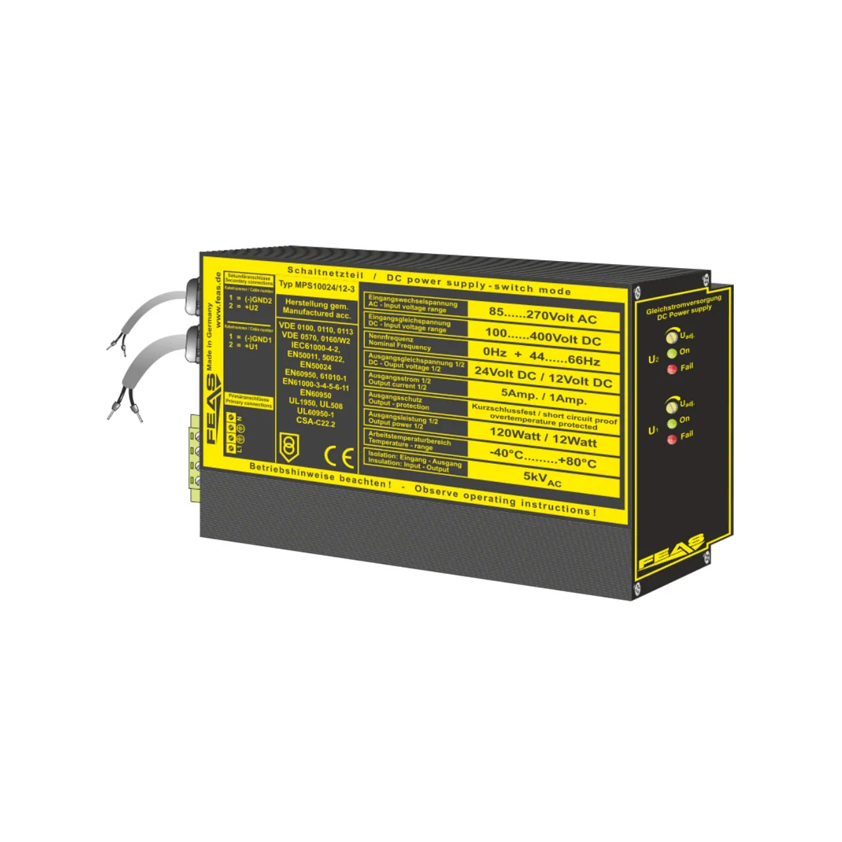 FEAS Schaltnetzteil MPS10024/12-3 (120,0W und 12W / 24V und 12V) LED-Netzteil
