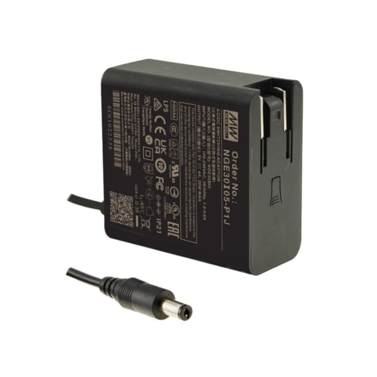 MeanWell NGE30I05-P1J (20W/5V) 5,5*2,1mm Hohlstecker