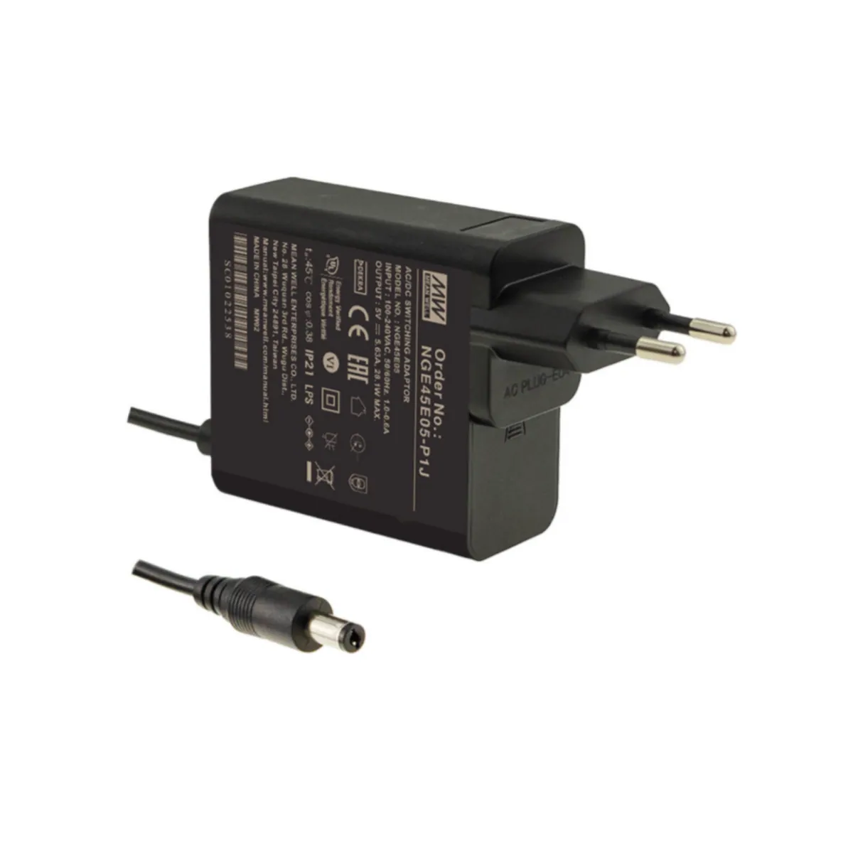 MeanWell NGE45E09-P1J (40,5W/9V) Steckernetzteil
